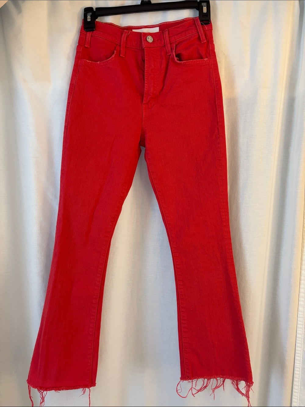 MOTHER The Hustler Ankle Fray Jeans in Red